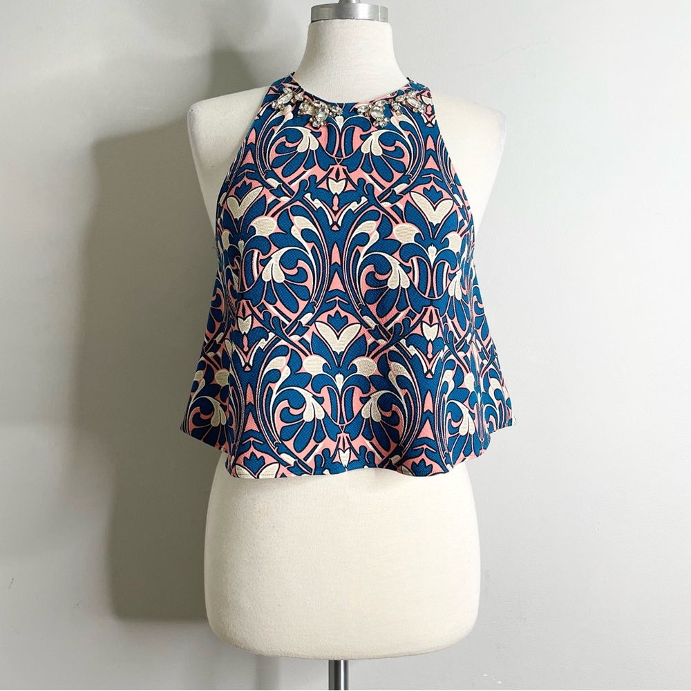 ZARA WOMAN Jeweled Crop Swing Tank